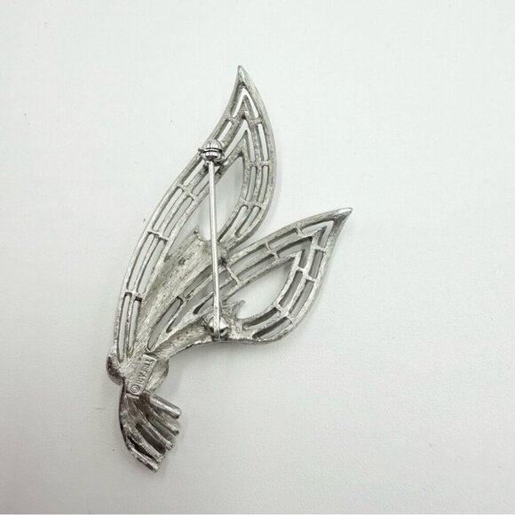 Vintage Crown Trifari Silver Tone Flowers Bouquet Statement Brooch - Picture 4 of 7